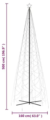 Produktbild von vidaXL LED-Weihnachtsbaum Kegelform Warmweiß 1400 LEDs 160x500 cm
