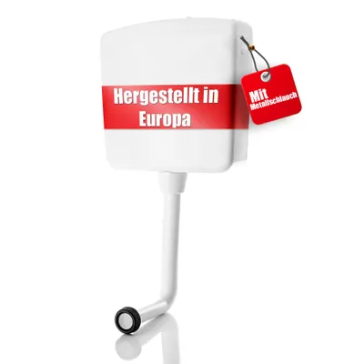 Produktbild von BigDean WC Spülkasten Deluxe mit Voll-Metall Schlauch und Messing Anschlüssen Toilettenspülkasten Spülkasten WC mit Start/Stopp-Funktion, 6-9 Liter