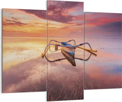 Produktbild von Bild auf Leinwand - Leinwandbild - 3 Teile - £ódŸ Westen Die Sonne - 130x100cm - Wand Bild - Wanddeko - Wandbilder - Leinwanddruck - Bilder - Wanddekoration - Leinwand bilder - CB130x100-4433