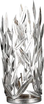Produktbild von Gilde Windlicht, "Twigs", Blattmotiv, Glas, Metall, silberfarben, VE 2, H. 31 cm, D. 13 cm 84201 4001250842019