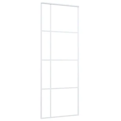 Image de vidaXL Porte coulissante verre ESG mat et aluminium 76x205 cm blanc