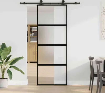 Immagine prodotto di Porta Scorrevole Ferramenta 76x205 cm Vetro Temperato Alluminio