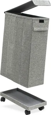 Produktbild von 50L Wäschekorb mit Rollen - 20x40x60 Wäschesammler Schmal - Wäsche Nischenregal