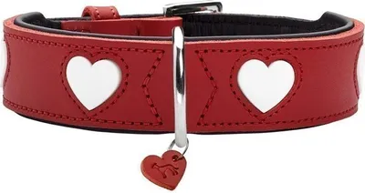 Produktbild von Hunter Halsband Love, Hund, Standardkragen, Rot, Weiß, Leder, Muster, Herzmuster