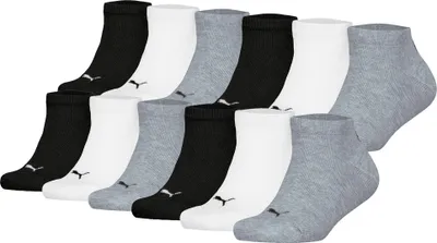 Produktbild von PUMA Kinder Sneakersocken, 12er Pack - Plain Sneaker 12P, Logo, einfarbig Schwarz/Weiß/Grau 31-34