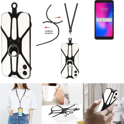 Produktbild von K-S-Trade 3in1 Handykette Handyband Handykordel Halsband Smartphone-Ring Handy-Ring kompatibel mit ZTE Blade A3 2020 Fingerhalterung Handyring