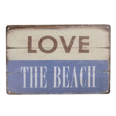 Produktbild von Clayre & Eef Textschild 30x20 cm Beige Blau Metall Rechteck