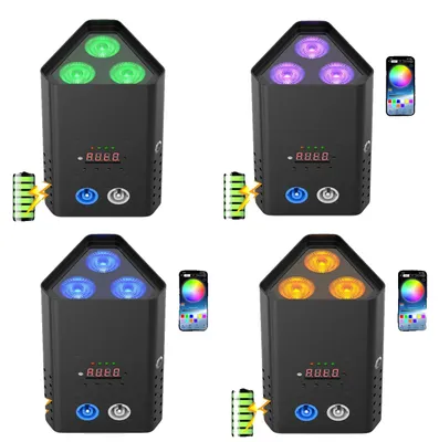 Image de Projecteur Par LED, design compact, plusieurs options de contrôle, 4pcs, prise EU