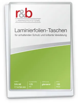 Produktbild von Laminierfolien A6 (111 x 154 mm), 2 x 125 mic, glänzend (100 Stück)