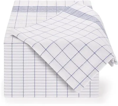Obrázek produktu pro Sada kuchyňských utěrek Unyqoos® (10 kusů) – 100% bavlna, 170 g/m², modrá kostka, 50 x 70 cm, vysoce savé a odolné