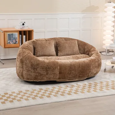 Obrázek produktu pro okwish Rozkládací postel, Sedací vak s 2 polštáři, Relaxační křeslo s tlustou výplní, Rohová postel, Extra široká Lazy Sofa pro dospělé a děti, Čalouněná postel, Kávová