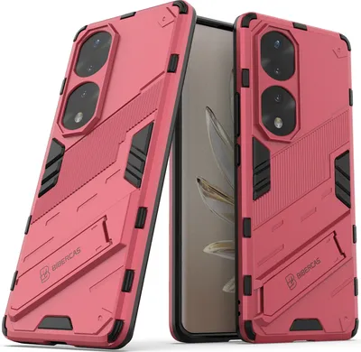 Produktbild von Armor Hülle für Honor 70 Pro, Hybrid PC TPU Bumper Stoßfestes Schutzhülle mit Standfunktion Rosa