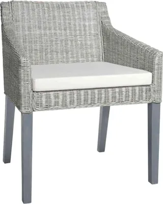 Produktbild von vidaXL Esszimmerstühle mit Kissen 2 Stk. Grau Natur Rattan