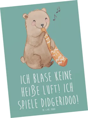 Produktbild von Mr. & Mrs. Panda Postkarte Didgeridoo Spieler - Meeresbrise - Geschenk, Grußkarte, Kultur, Ansichtskarten, Fotokarte, Postkarten, Musiker, Instrument, Australien, Lernen
