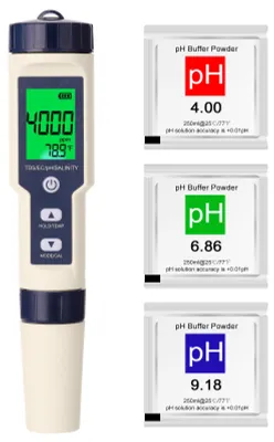 Produktbild von 5-in-1-Profi-Multiparameter-Kombi-Testmessgerät PH/EC/TDS/Salzgehalt/Thermometer Digitaler Multifunktionstester Wasserqualität