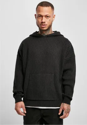 Zdjęcie produktu dla Urban Classics - Rippenstrick Loose-Fit Hoody schwarz - XL