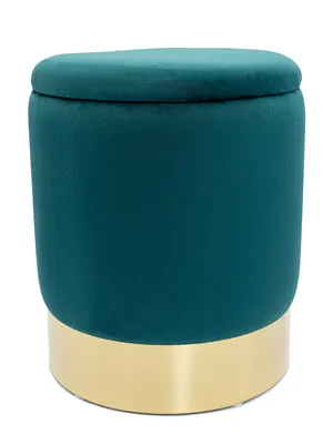Produktbild von Samthocker Deko Hocker Samt Pouf Dekopouf Velour mit Stauraum smaragd