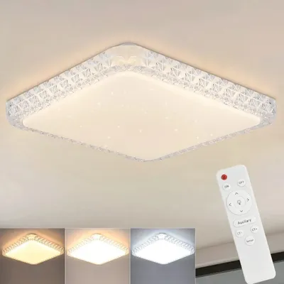 Obrázek produktu pro ZMH LED stropní světlo stropní lampa do obývacího pokoje stmívatelná - stropní lampa do ložnice s dálkovým ovládáním 32W křišťálová kuchyňská lampa moderní lampa s hvězdnou oblohou do chodby včetně paměťové funkce pro dětský pokoj jídelna