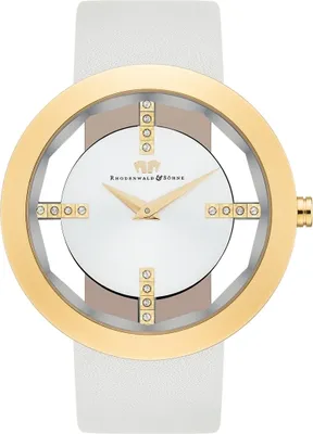 Produktbild von Rhodenwald   Söhne Armband-Uhr Lucrezia Gelbgold Echtleder Creme-Weiß 10010011
