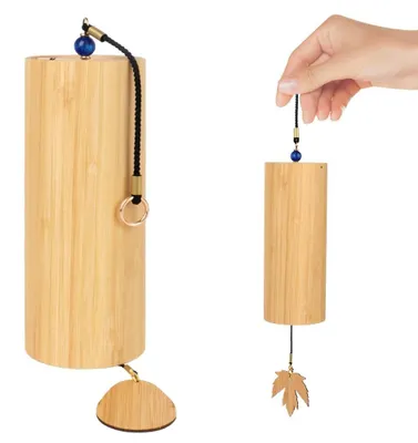 Bambus-Windgong, Zen-Windspiel, F-Akkord, handgefertigt, 16,5 cm