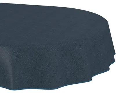 Produktbild von Tischdecke 140x240cm Oval Dunkelblau DanceDirty abwaschbar Leinenoptik wetterfest Falschuni Modern mit Saumkante