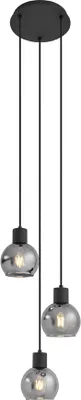 Produktbild von QAZQA - Art Deco Art-Deco-Hängelampe I Pendellampe I Pendelleuchte schwarz mit Rauchglas rund 3-flammig - Vidro I Wohnzimmer I Schlafzimmer - Rund - LED geeignet E27