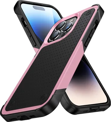 Produktbild von Für iPhone 14 Pro Max Hülle Militärqualität Stoßfest Hybrid 2 in 1 Hart PC Weich TPU Handyhülle Pink Schwarz