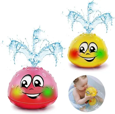 Produktbild von Baby Badewelt Spielzeug 2 Stück, Wassersprühspielzeug Mit Licht, Für Kinder 1–5 Jahre, Gelb Rosa