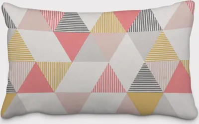 Produktbild von SCHÖNER LEBEN. Kissenhülle Brio Dreiecke Coral rosa pink senf grau ve Größe 30x50cm (HxB) 30x50cm (HxB) Größe
