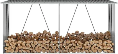 Zdjęcie produktu dla vidaXL Ocynkowany stalowy schowek na drewno opałowe 330x84x152 cm Szary