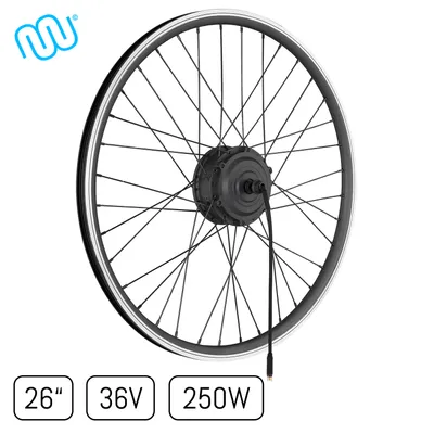 Obrázok produktu pre windmeile | predné koleso s motorom v náboji e-bicykla, lúčové, čierne, 26", 36V/250W, e-bike, elektrobicykel, pedelec