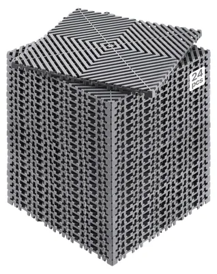 Zdjęcie produktu dla VEVOR Blokująca mata drenażowa pod prysznic 31x31cm, 24-częściowa, antypoślizgowy drenaż, do garażu, ogrodu, szara
