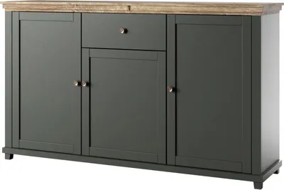 Produktbild von Furniture24 Kommode, Sideboard Evora 47, mit 3 Türen, 1 Schubkästen, Grün, Landhaus möbel, Wohnzimmerschrank