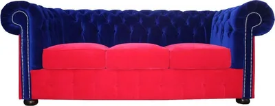 Produktbild von Casa Padrino Chesterfield 3er Sofa in Blau-Rot 200 x 90 x H. 78 cm - Luxus Qualität