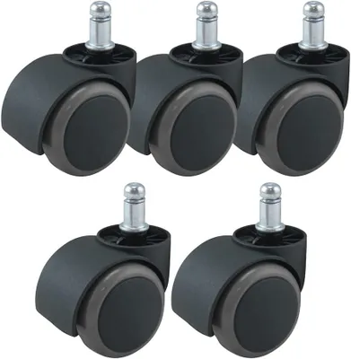 Produktbild von Bürostuhlrollen, Gummi Beschichtet, Durchmesser 50 mm, Für Harte Böden, 5 Stück