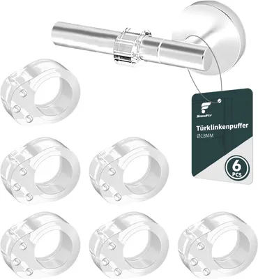 Imagen del producto de Juego de topes para puertas, de 12 piezas, fabricados en PVC transparente y elástico, para proteger pomos de puertas y muebles
