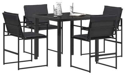 Immagine prodotto di Set da pranzo da giardino vidaXL, 5 pezzi, nero e grigio scuro, 80 x 80 x 73 cm