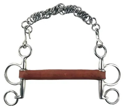 Pelham-Gebiss mit Lederstange, 21 mm, 12,5 cm, Edelstahl