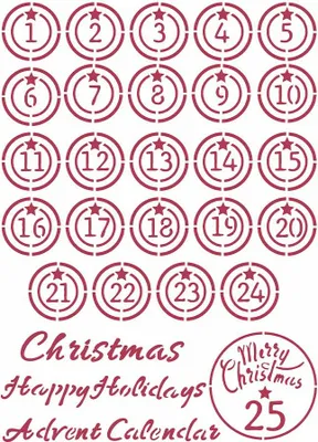 Zdjęcie produktu dla Szablon 21x29,7 - Stamperia - Christmas Patchwork cyfry do kalendarza adwentowego