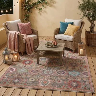 Produktbild von Indoor Outdoor Teppich Lagos Vintage Orient Bunt, Größe:80x150 cm