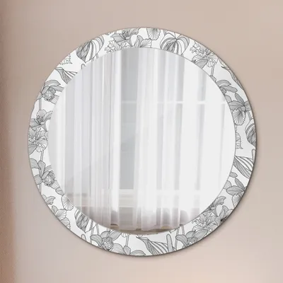 Produktbild von Spiegel - Mirror zum Wandspiegel Schlafzimmer – Schminkspiegel- Floral Muster- Ø80cm
