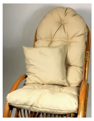 Produktbild von Polster für Schaukelstuhl und Liegestuhl, Ersatzpolster 130 x 50 x 12 cm, beige mit Zierkissen 40 x 40 cm