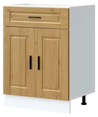 Produktbild von Küchenunterschrank aus Artisan-Eiche Holzwerkstoff, Spülenunterschrank, Küchenschrank, Lagerschrank, Unterschrank für die Küche
