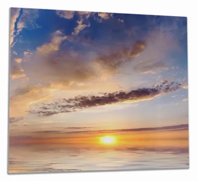 Produktbild von Wallario Herdabdeckplatte aus Glas, Größe 60 x 52 cm 1-teilig, Motiv Sonnenuntergang über dem Wasser