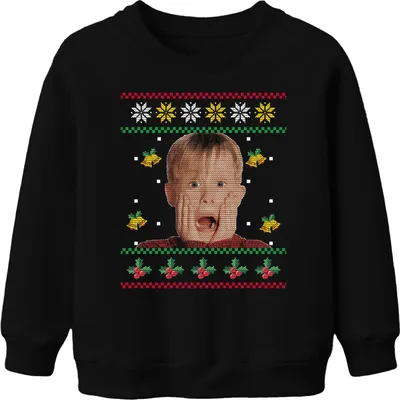 Produktbild von Kevin Allein Zuhause - Weihnachtsgeschenk Ugly Christmas Sweater Weihnachten Uni Kinder Sweatshirt, Schwarz, 104