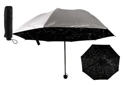 Immagine prodotto di Ombrello cielo stellato pieghevole 25cm tessuto/metallo adulto argento in borsa