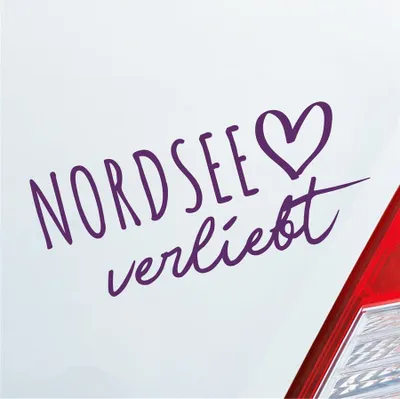Produktbild von Auto Aufkleber Nordsee verliebt Herz See Norden Liebe Car 19x8 cm Lila Sticker Heckscheibenaufkleber