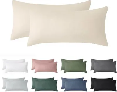 Zdjęcie produktu dla Ibenzoa® Zestaw 2 poszewek na poduszki – bawełna, 40 x 80 cm, beżowe, z ukrytym zamkiem błyskawicznym