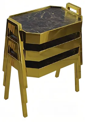 Image de Elégant ensemble de tables basses en bois noir pour un salon moderne