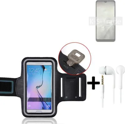 Produktbild von TOP SET kompatibel mit Sharp Aquos Wish2 Neopren Jogging Armband Sportarmband Oberarmband kompatibel mit Sharp Aquos Wish2 schwarz mit Reflektor